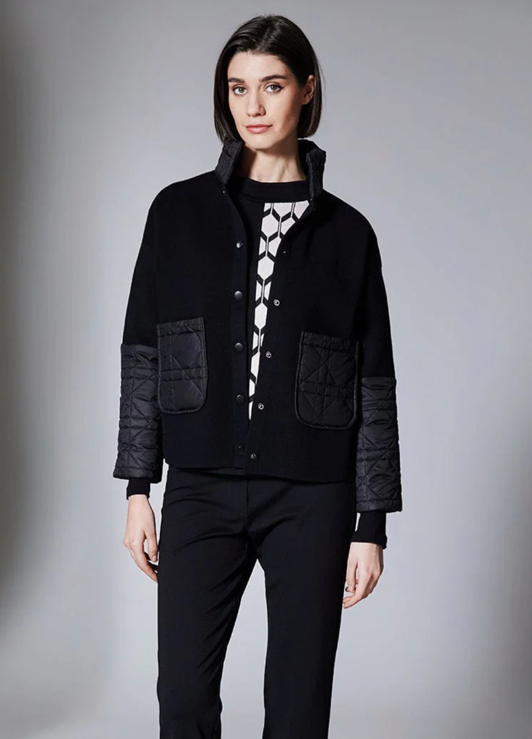 Peruzzi - Quilted Trim Knit Jacket