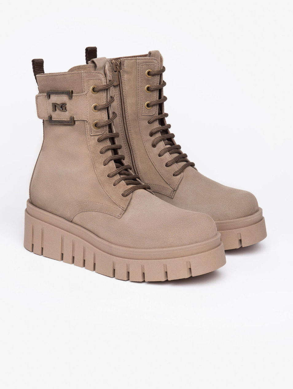 Taupe Suede Platform Boots