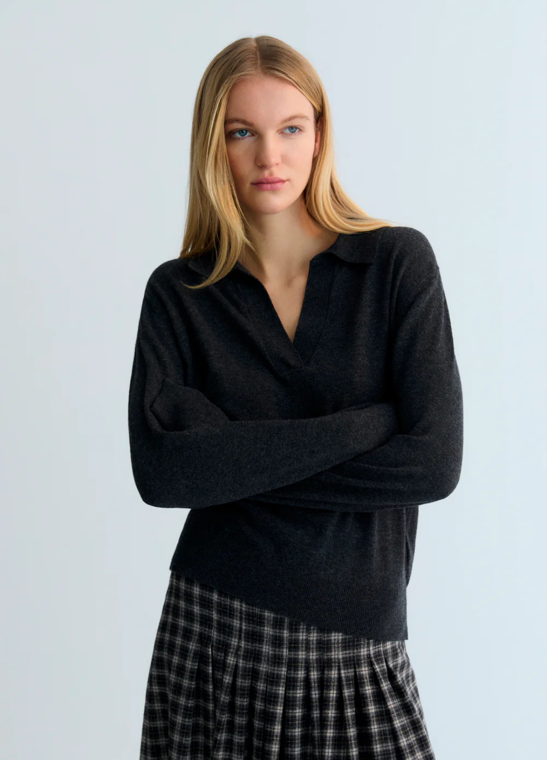 The New Society - Agatha Galactic Grey Cashmere Polo