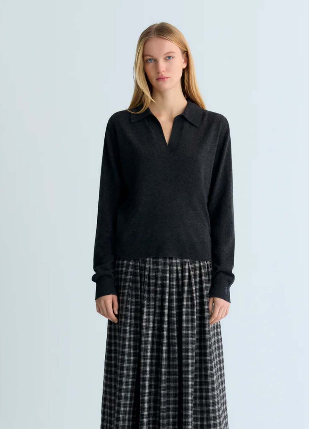 The New Society - Agatha Galactic Grey Cashmere Polo