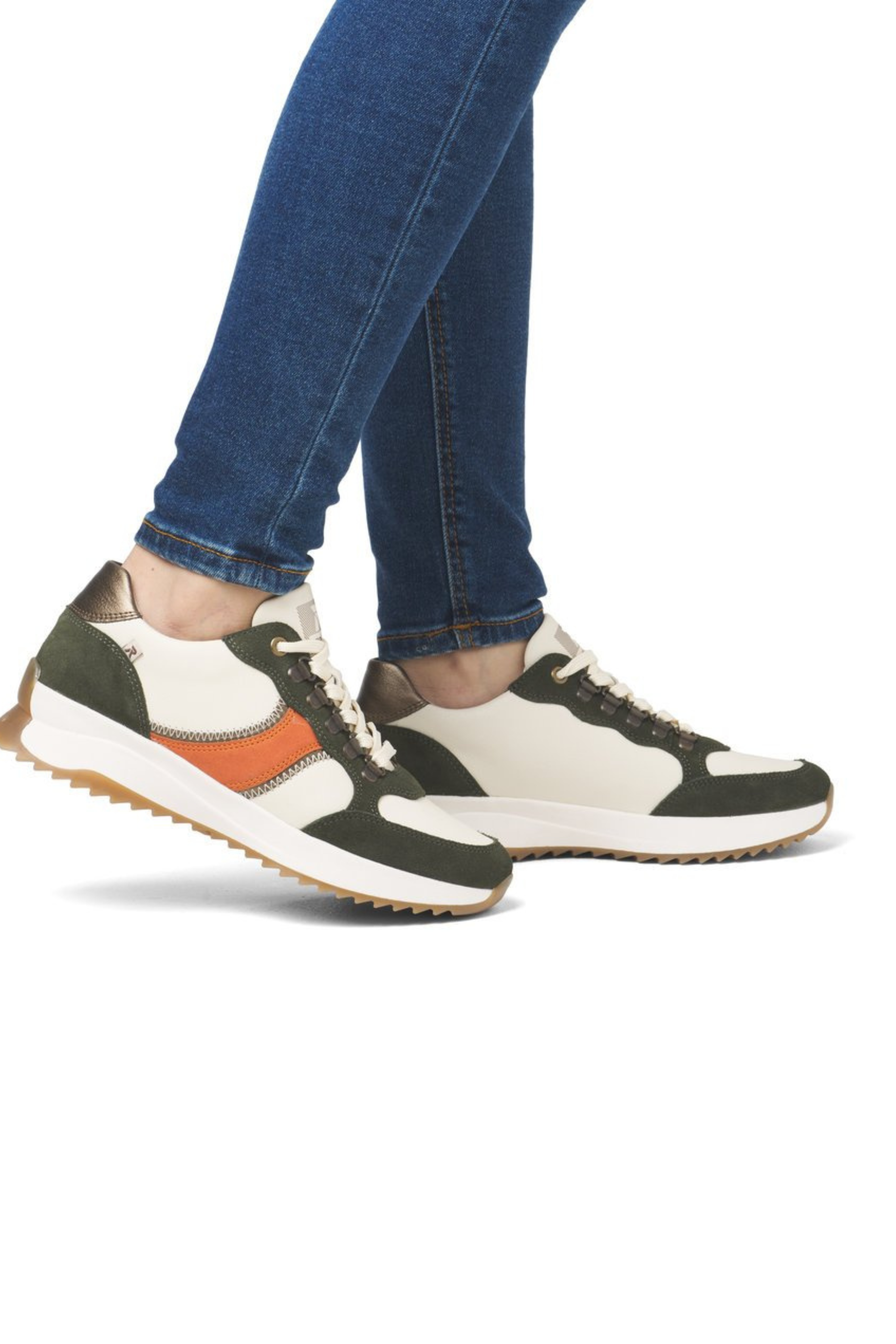 W1305-60 - Rieker Green Combi Retro Trainer