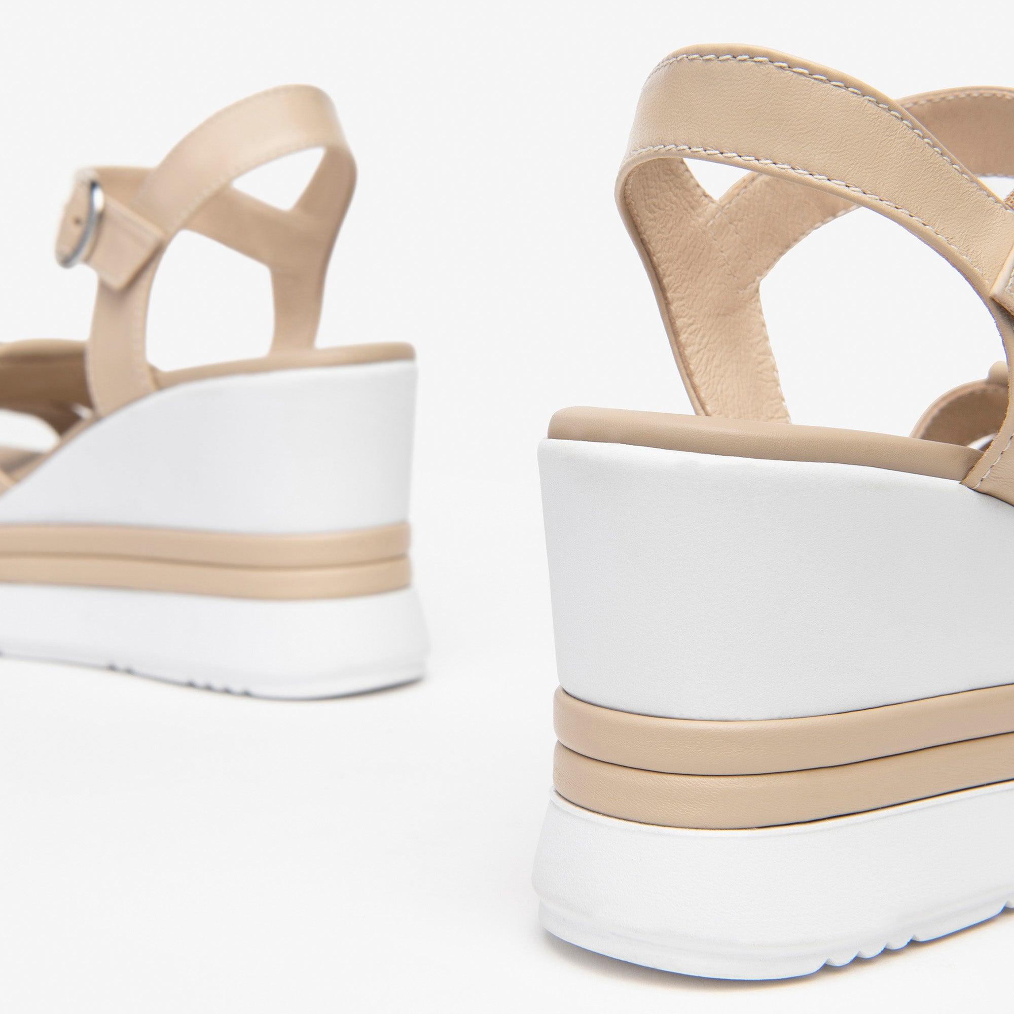 Nero Giardini - Beige Wedge Sandal - E410570D - Diamonds & Pearls