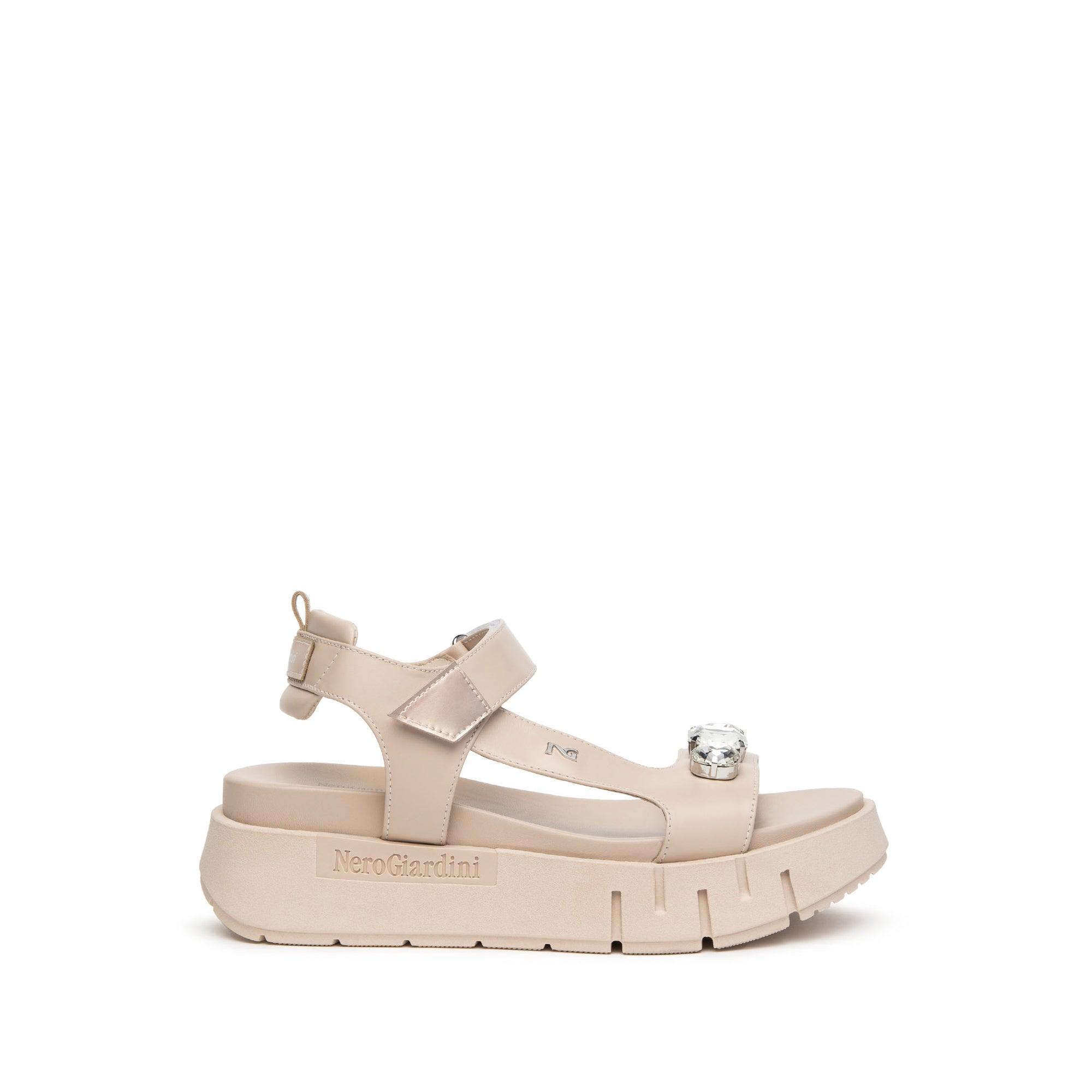 Nero Giardini - E410707D Nude Flatform Sandel With Diamonte - Diamonds & Pearls