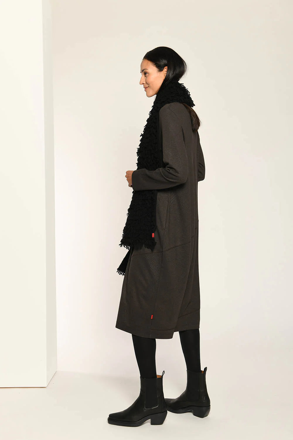 Vetono - Dark Olive Highneck Dress