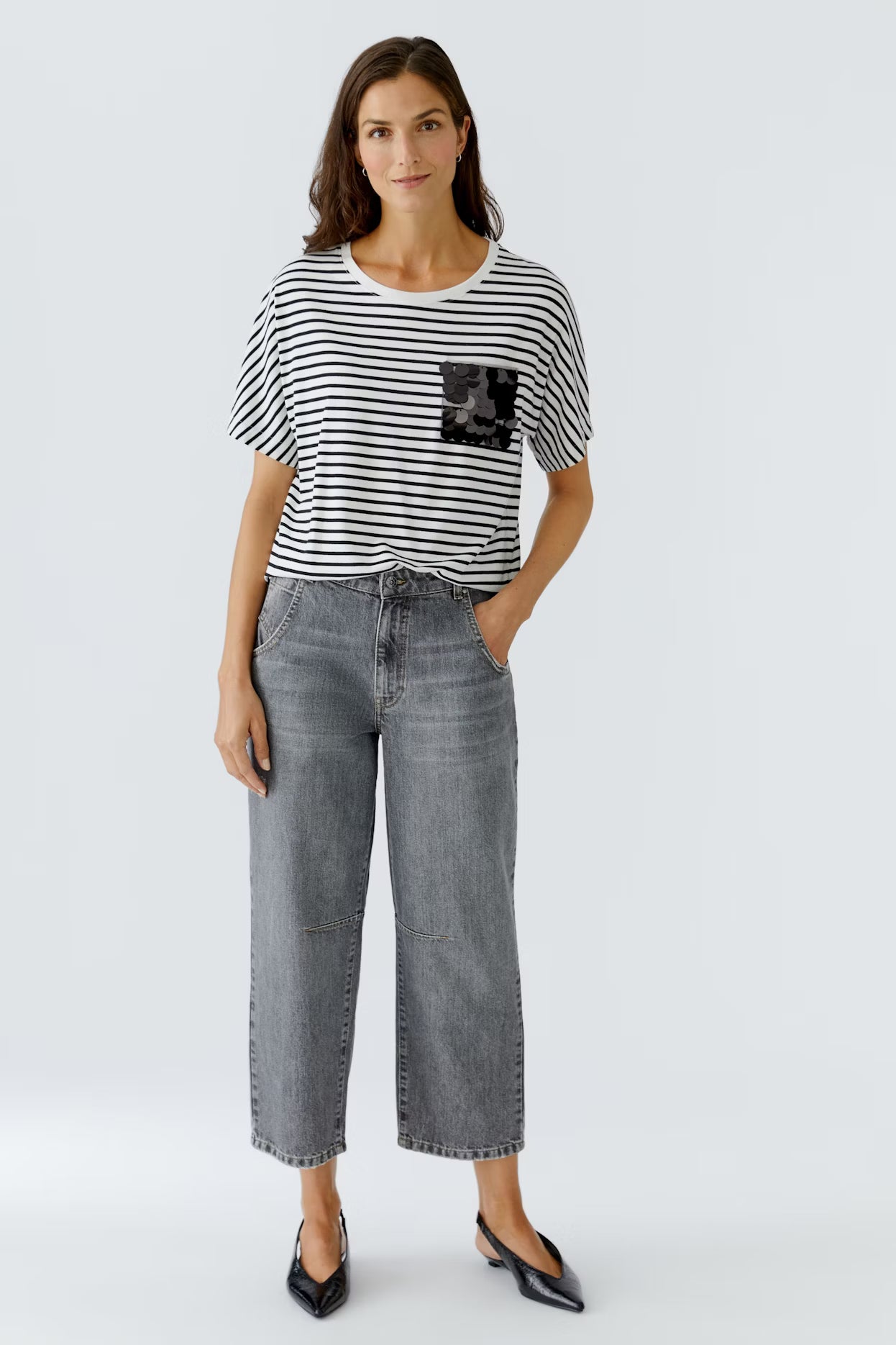 Oui - Stripe Embelished Pocket T-Shirt