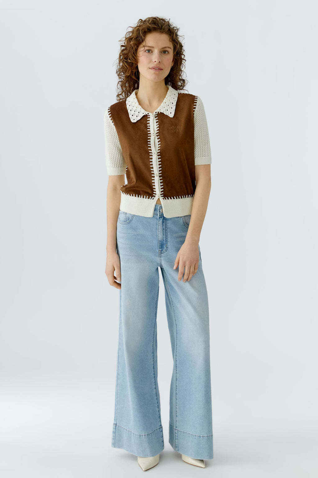 Oui - Patched Knit Cardigan