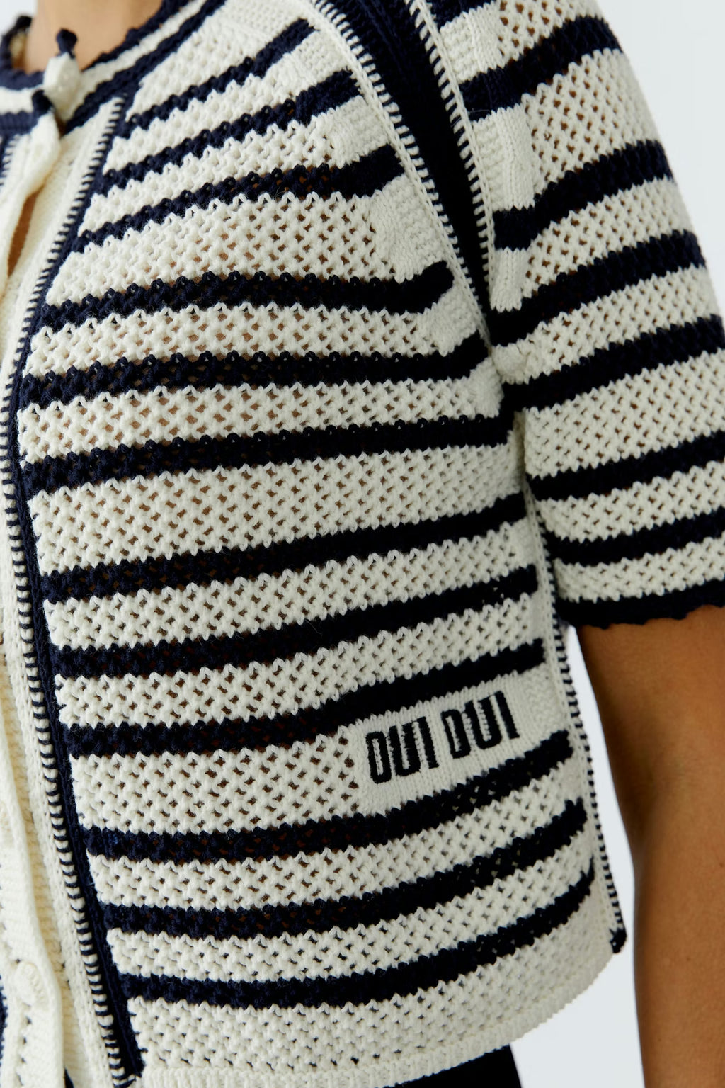Oui - Stripe Short Sleeve Cardigan