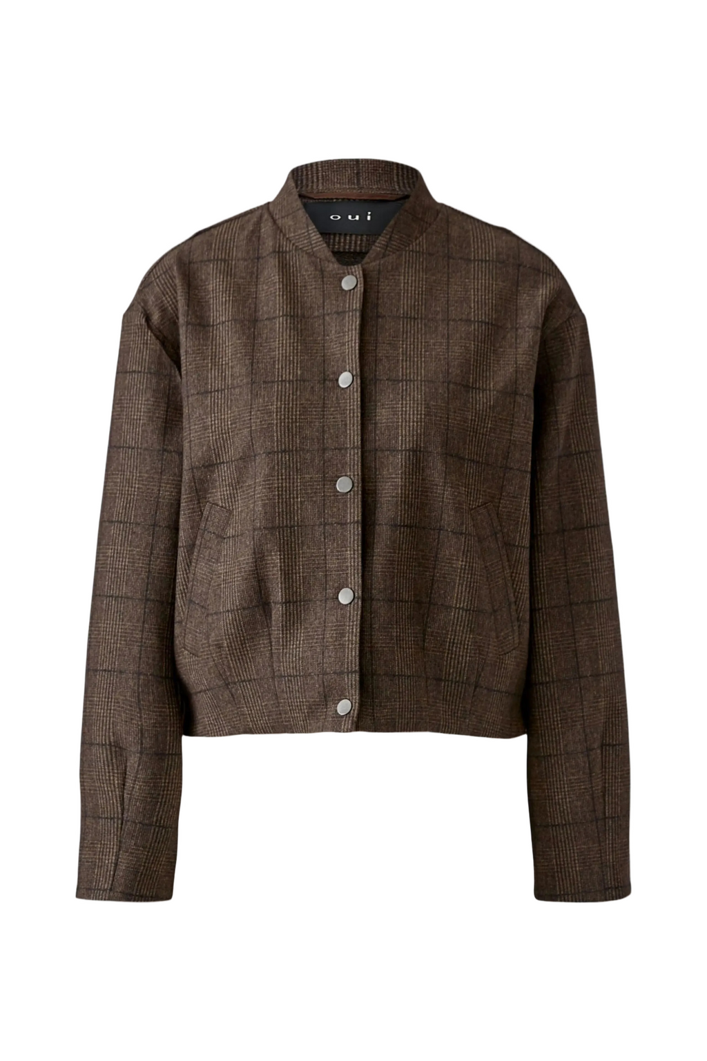 Oui - Brown Check Blouson Jacket-0100148

