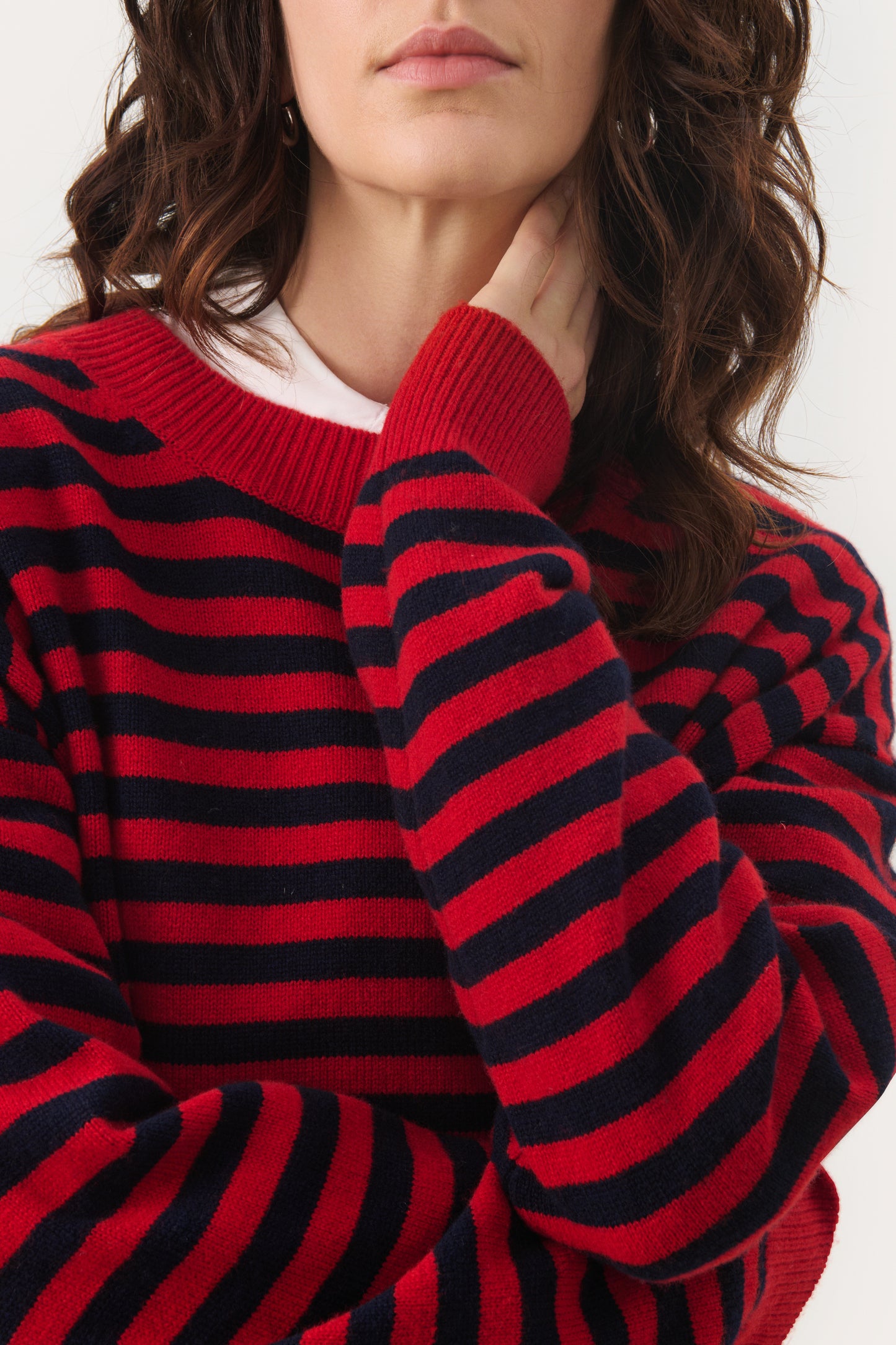 Maria Red & Navy Stripe Wool Jumper