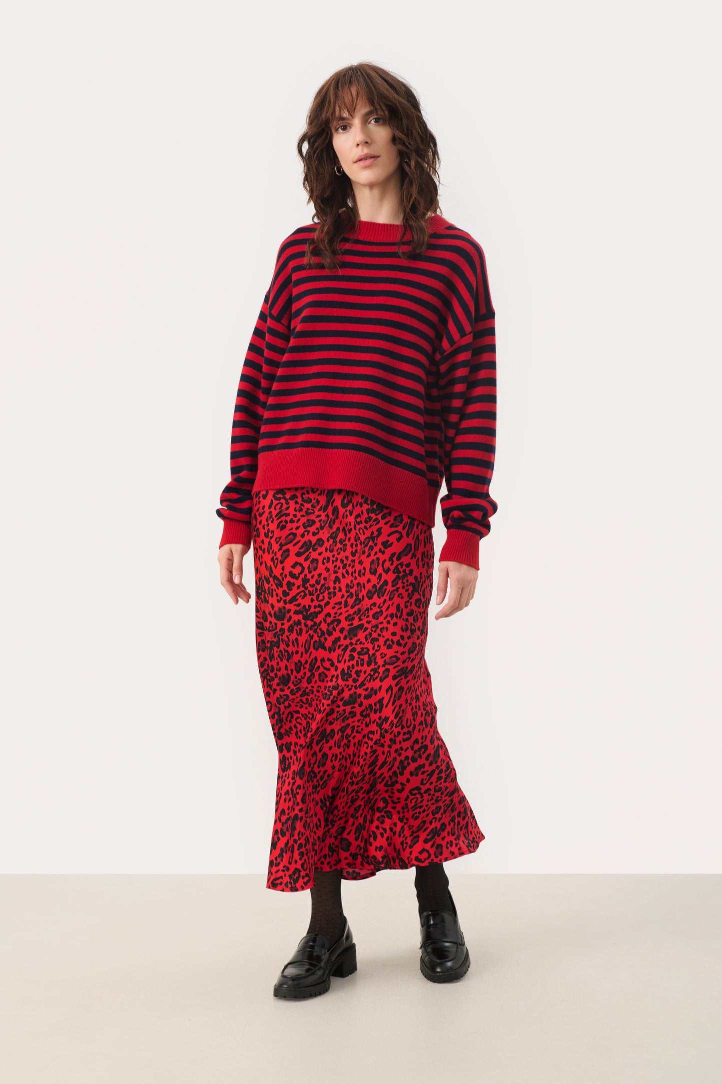 Maria Red & Navy Stripe Wool Jumper