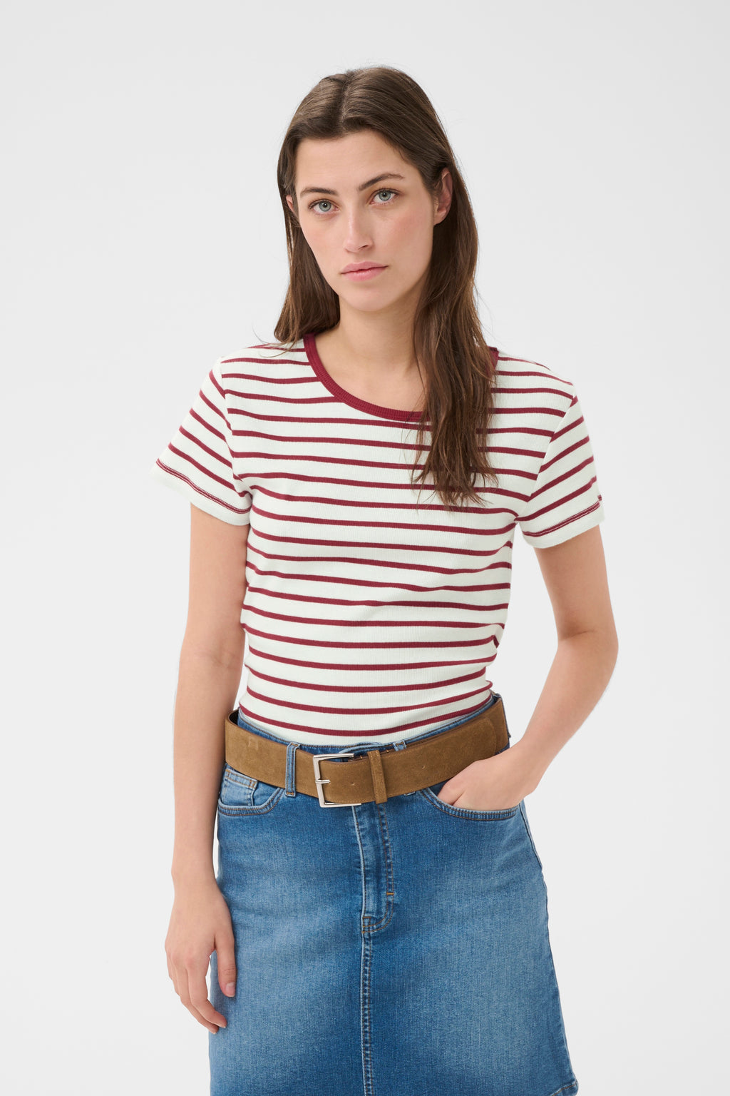 Part Two - Rochelle Burnt Russet Stripe T-Shirt