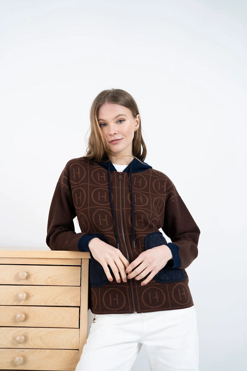 Hongo - Brown Print Knit Zip
