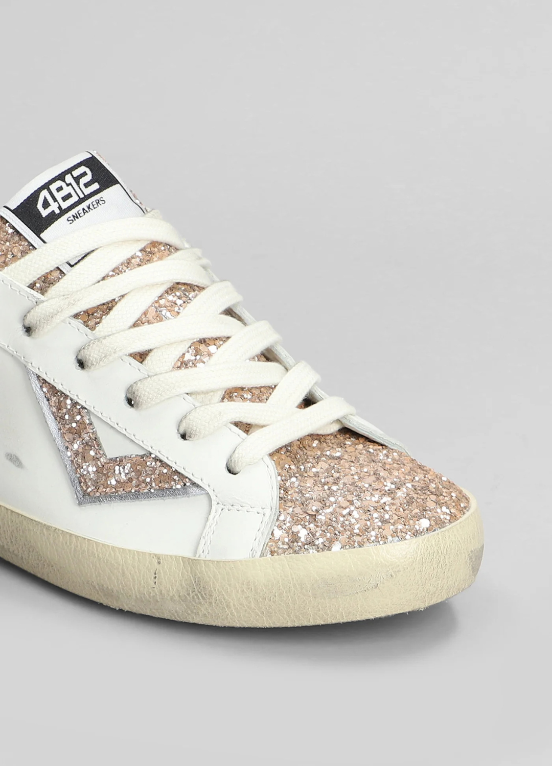 4B12 - Suprime White Glitter Sneakers