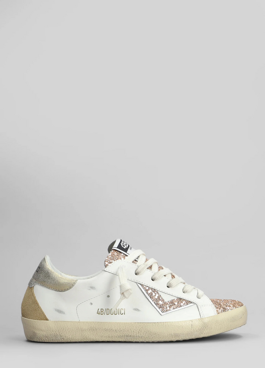 4B12 - Suprime White Glitter Sneakers