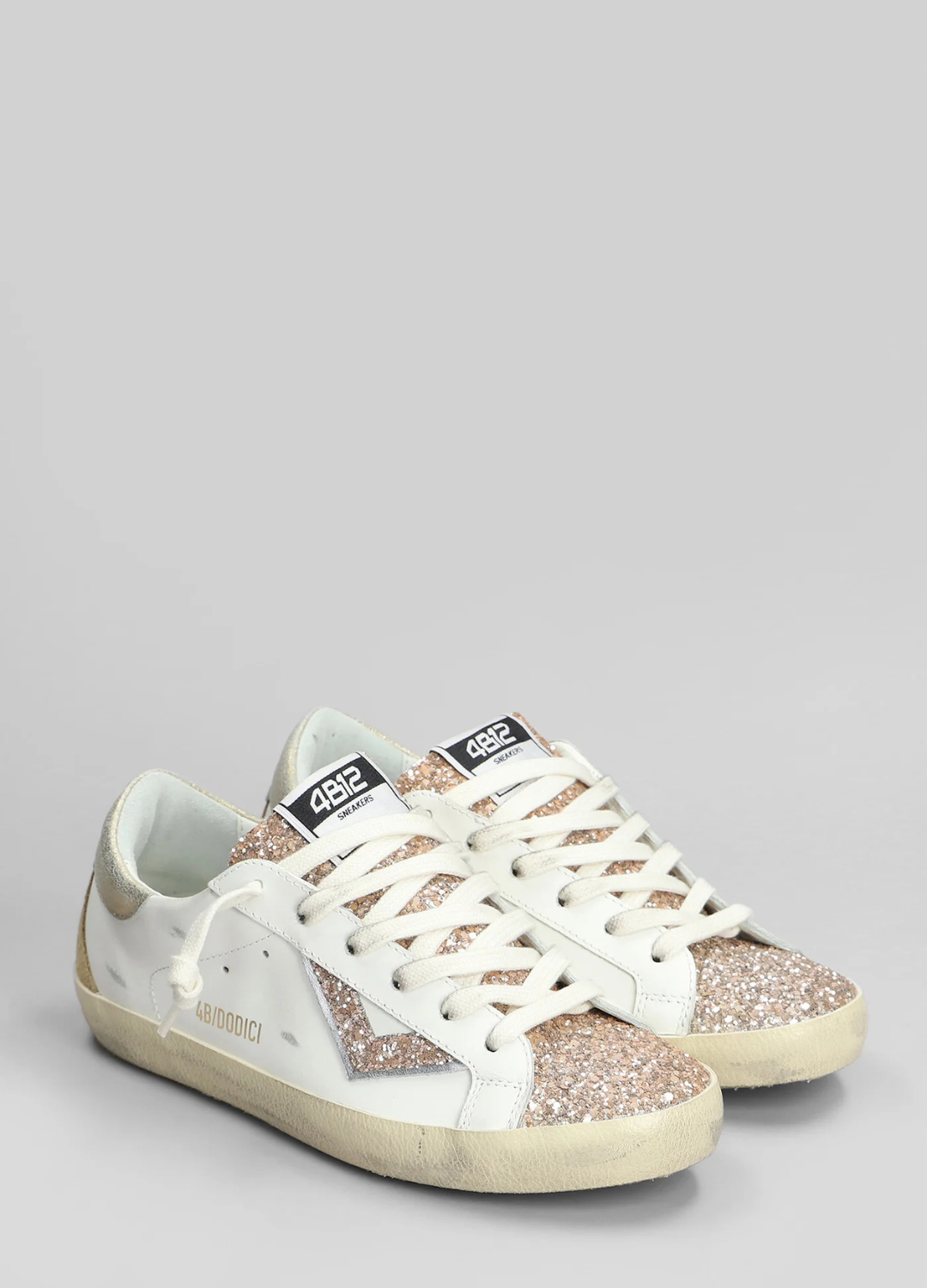 4B12 - Suprime White Glitter Sneakers