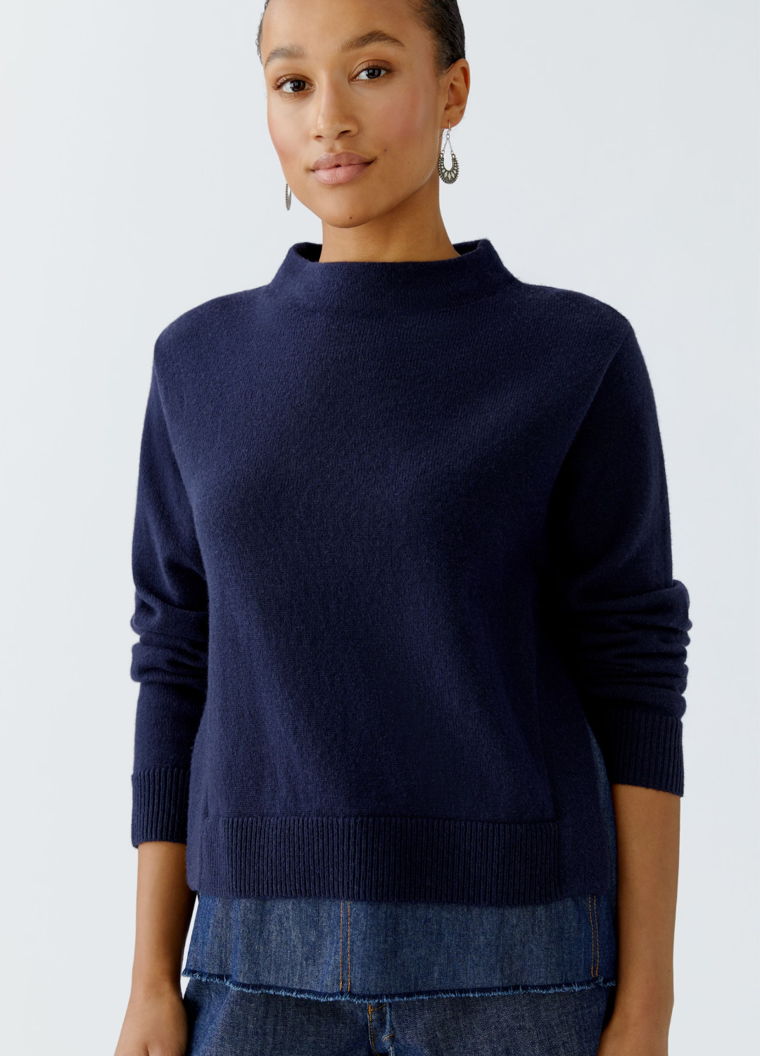 Oui - Denim Back Jumper