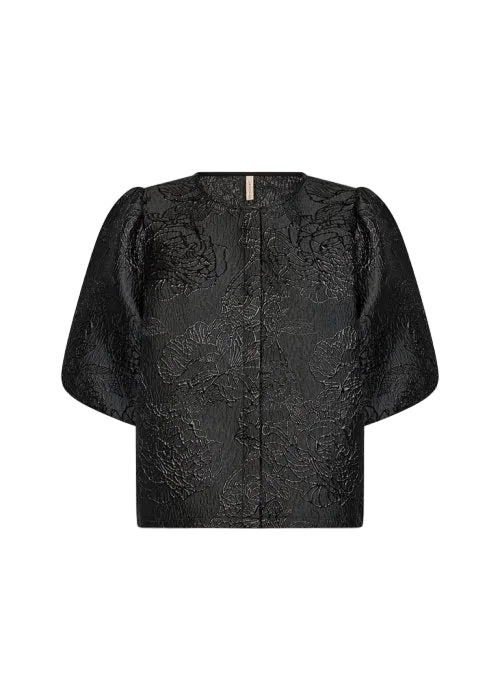 Soya Concept Jayne blouse - Jacquard Detail With Puff Sleeve - Diamonds And Pearls
