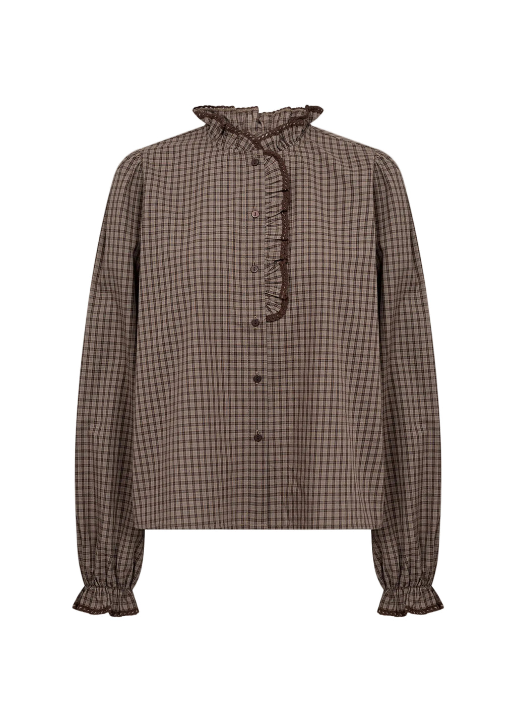 Soya Concept Joelle shirt in chocolate brown packshot detail, Winter 2026