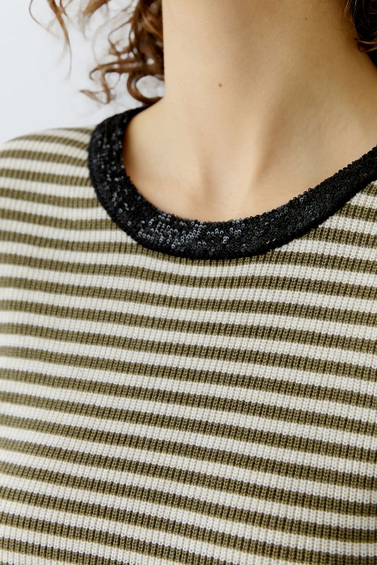 Oui - Green Stripe Top