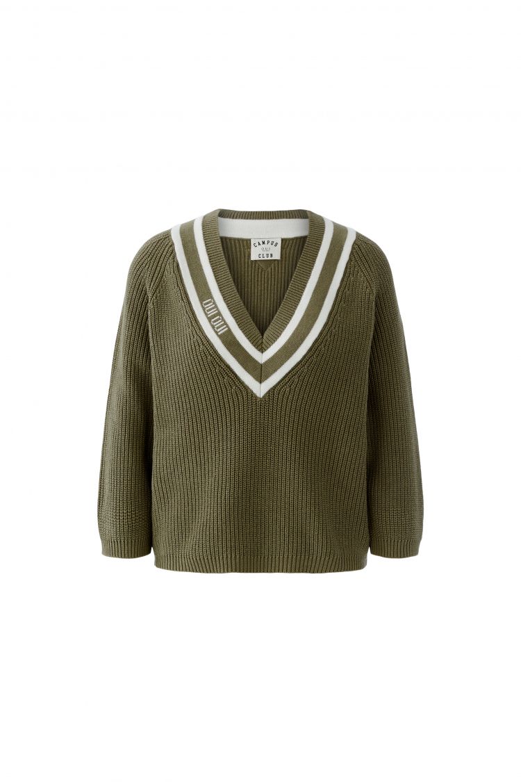 Oui - Khaki V Neck Knit