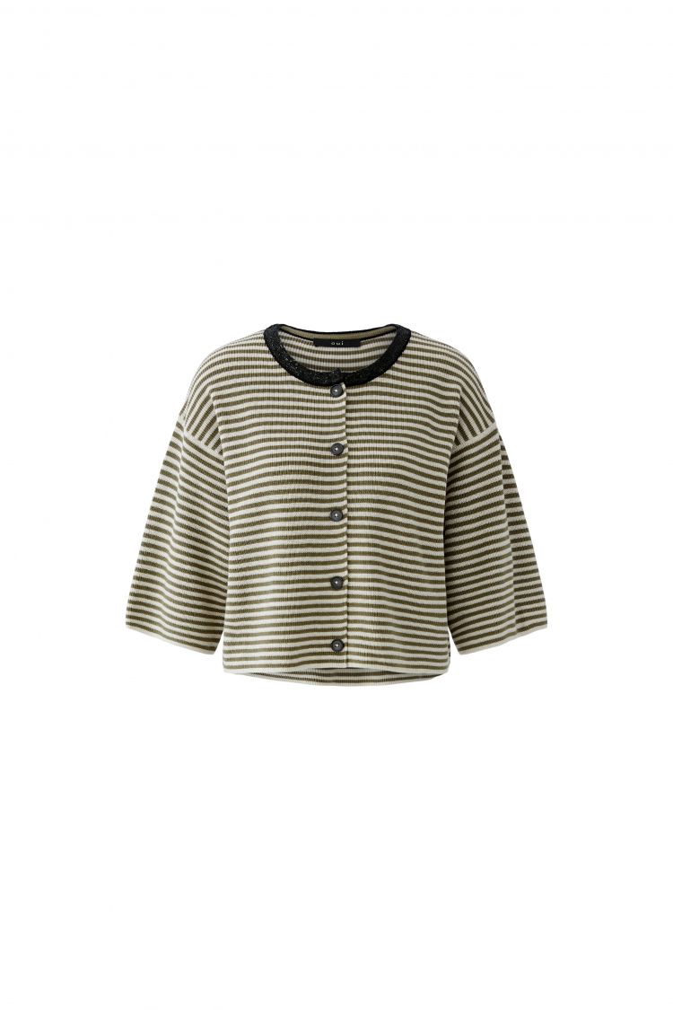 Oui - Stripe Green Cardigan