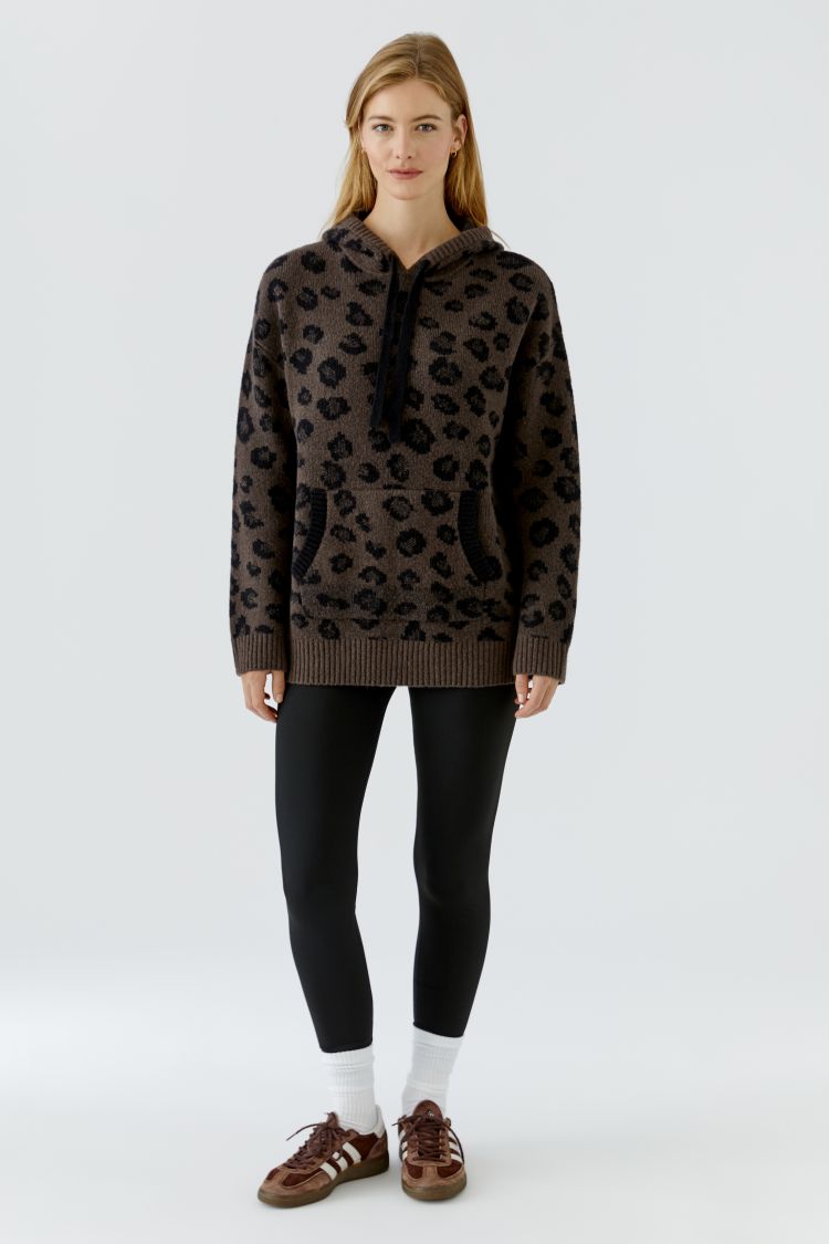 Oui - Dark Brown Hood Top