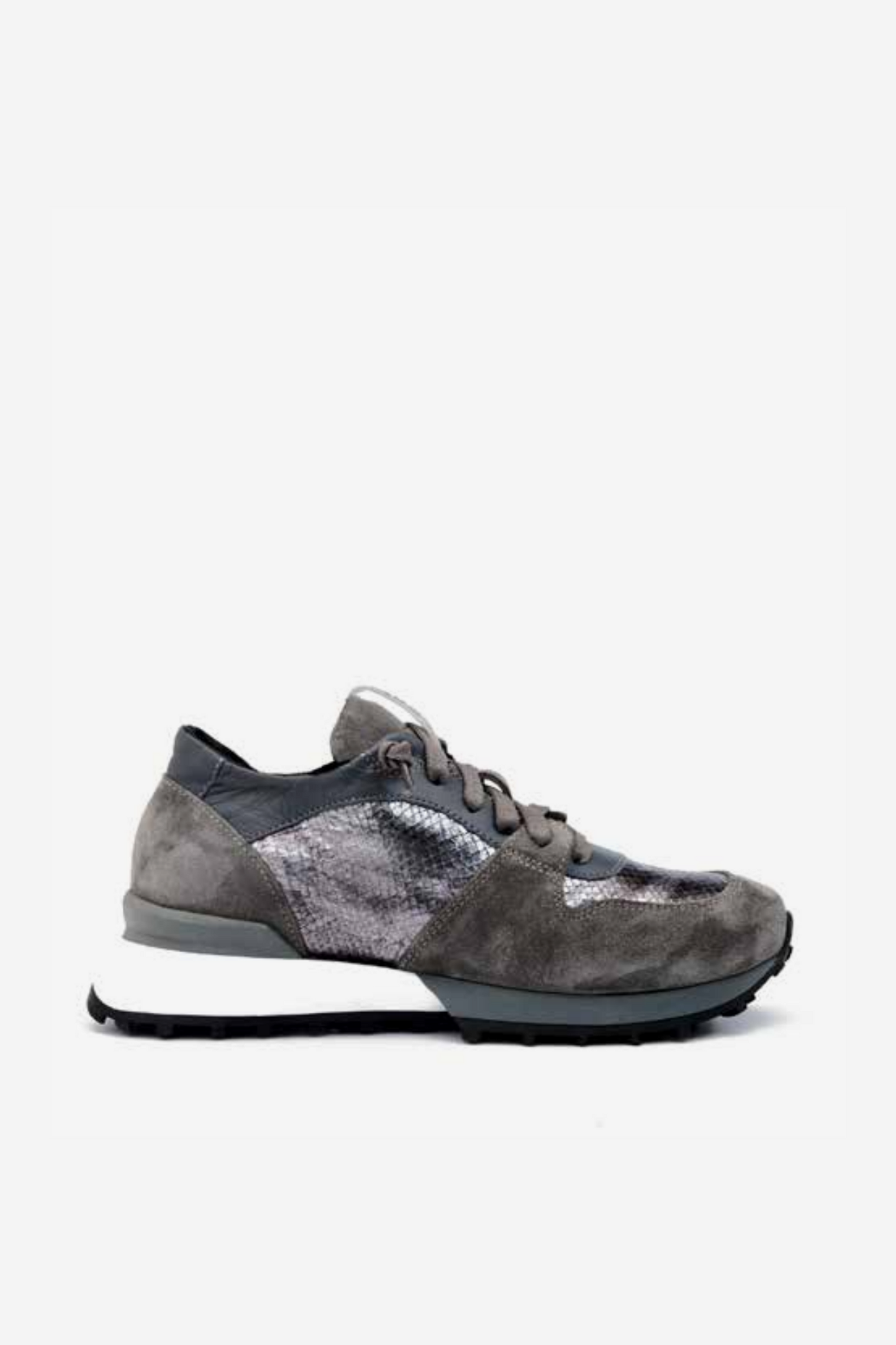 Andia Fora Ruffle Lizard Suede Trainer – Ruffle Smog