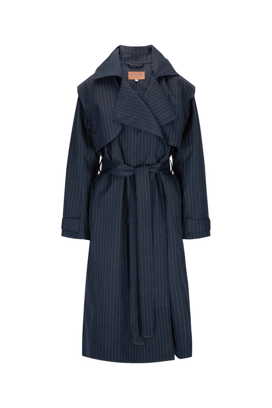 BRGN - Regndråpe Navy Pinstripe Trench Coat