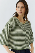 Oui - Stripe Green Cardigan