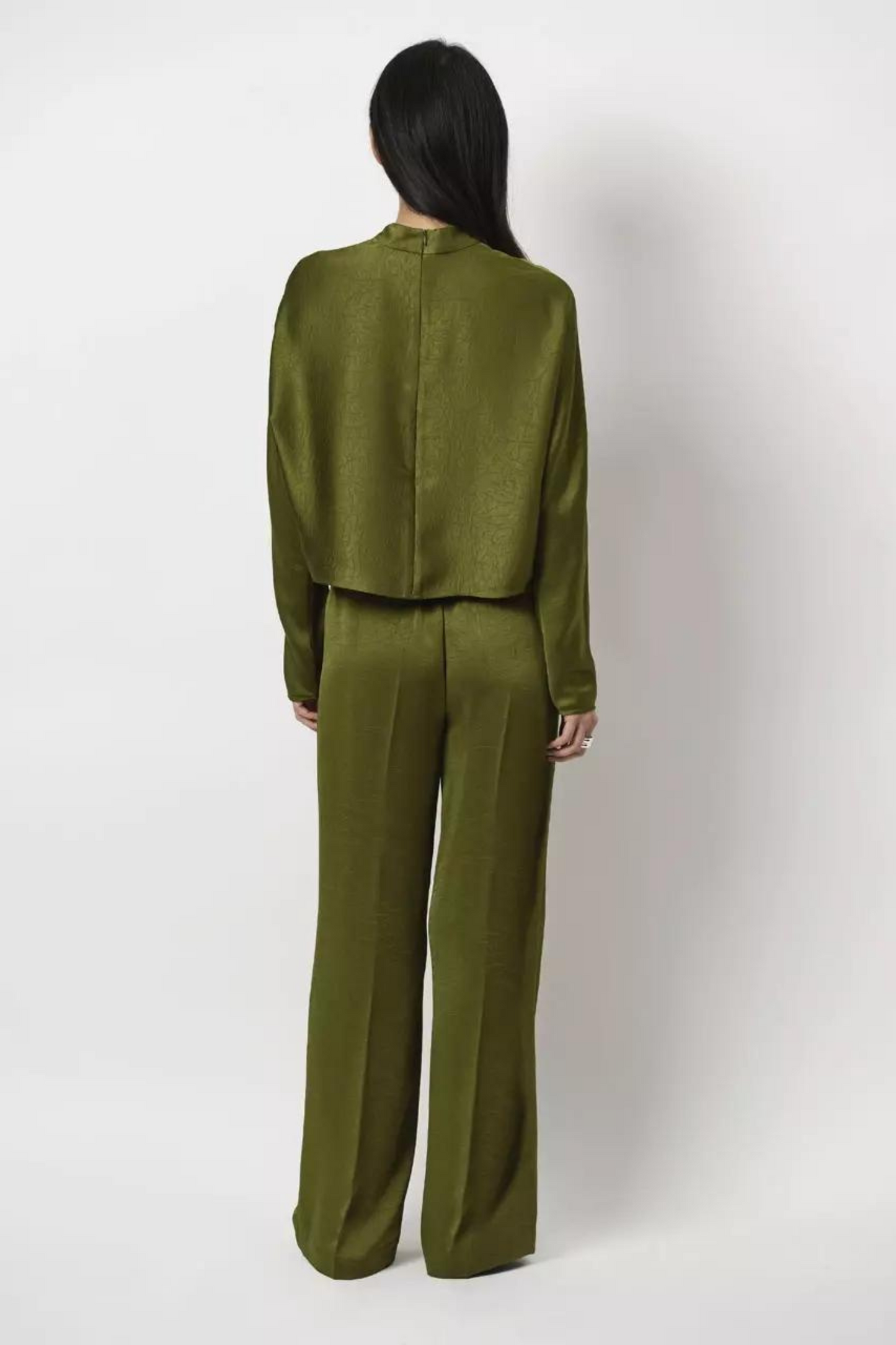 Dante 6 - Sally Creased Satin Top in Green