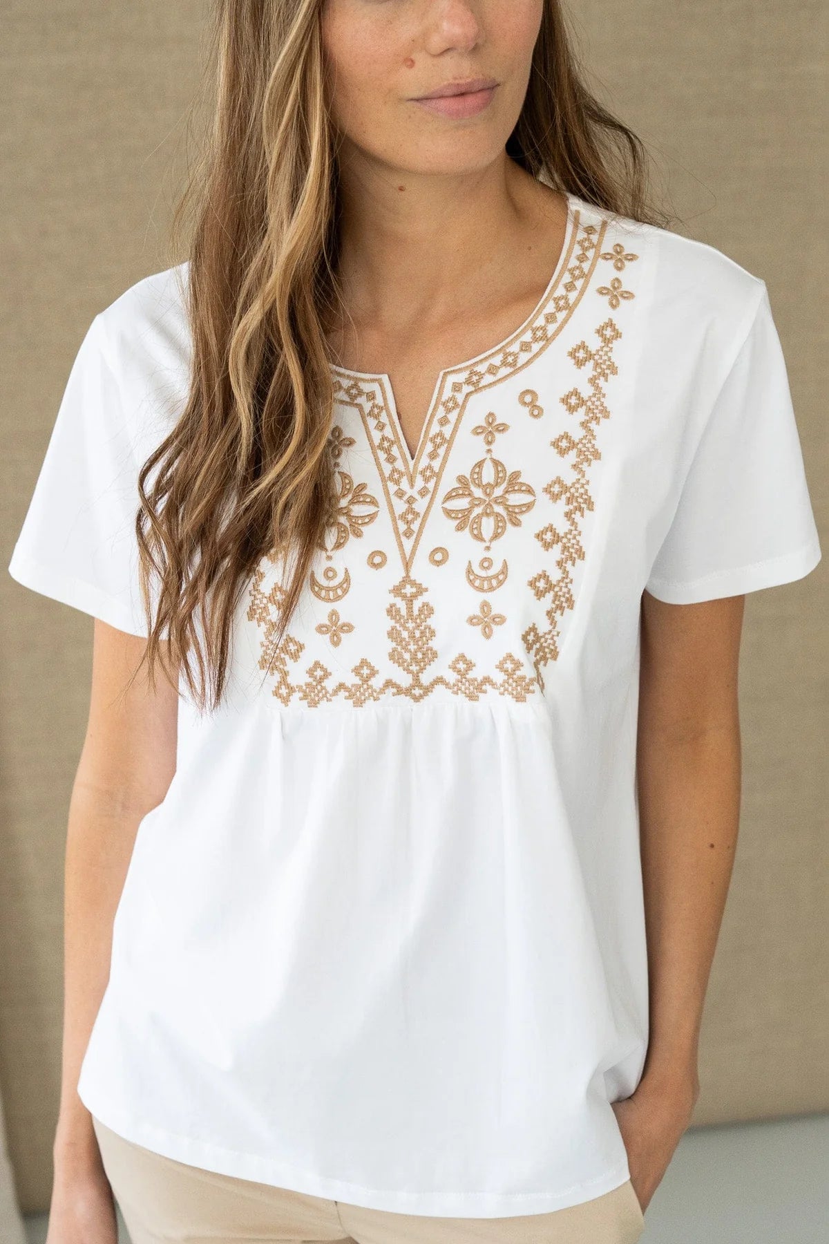 Hongo - Gold  Detailed T-Shirt