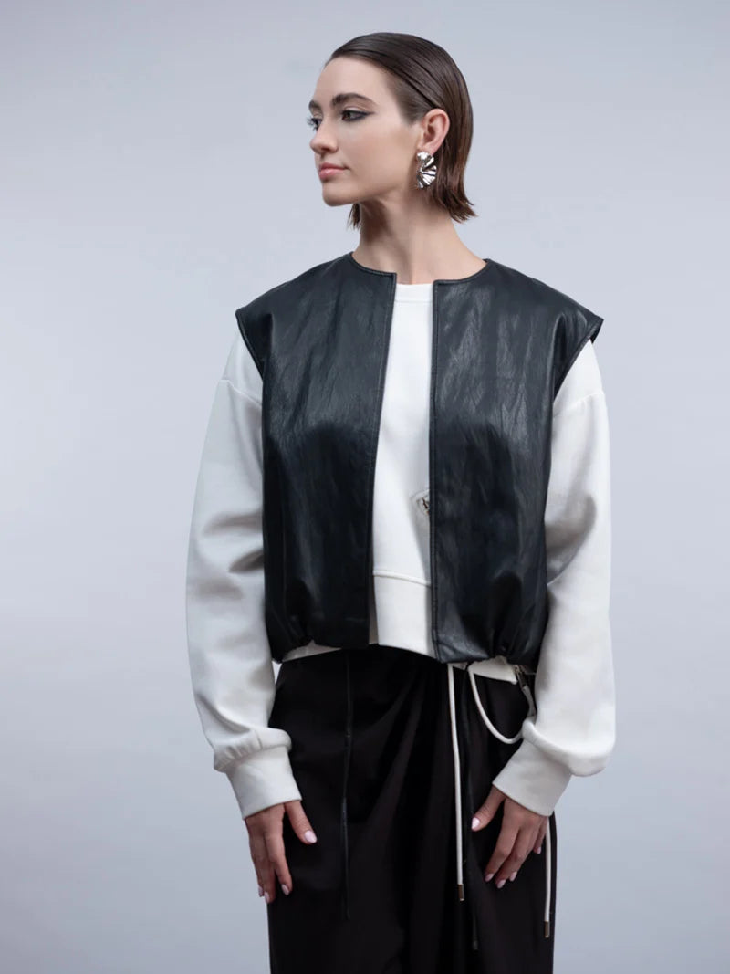 Haako - Black Pleather Waistcoat