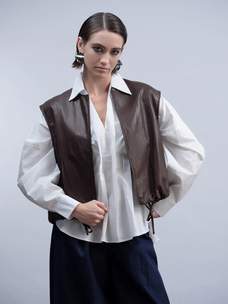 Haako - Chocolate Pleather Waistcoat