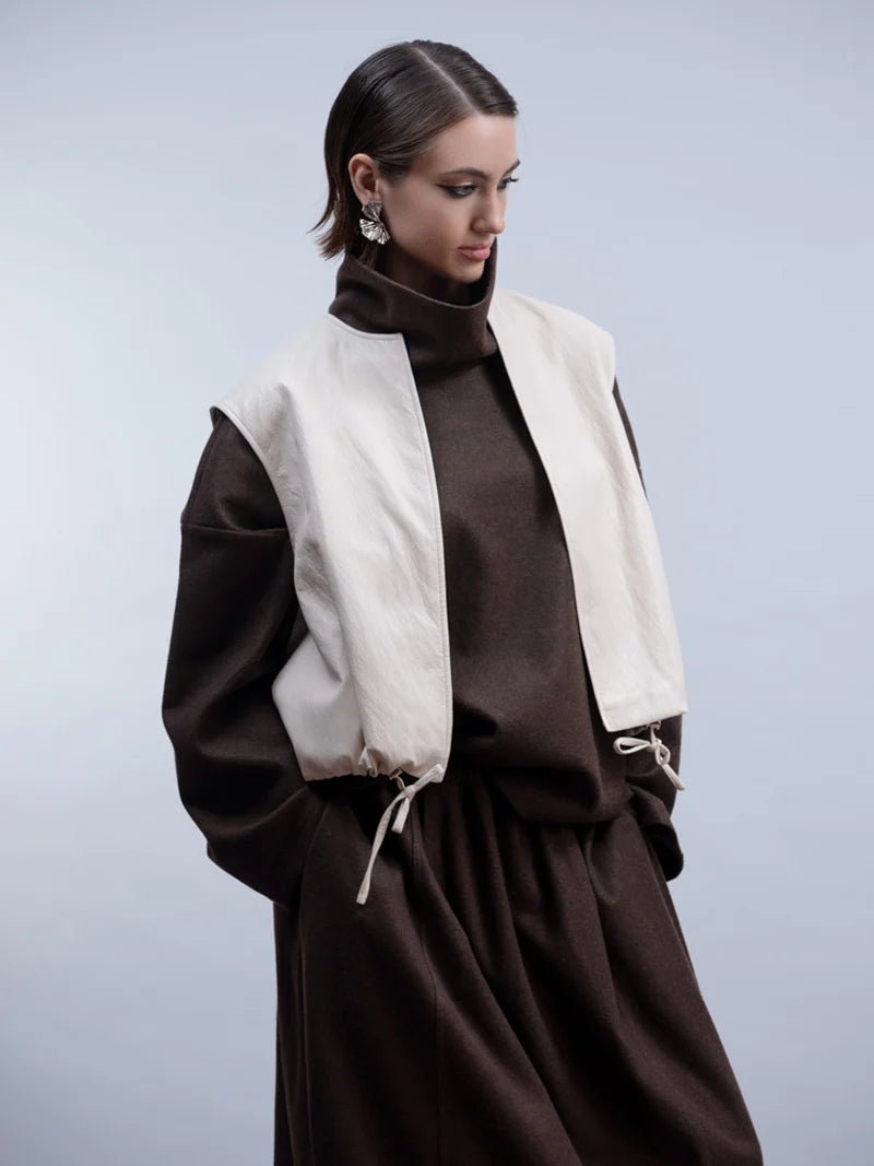 Haako - Ivory Pleather Waistcoat
