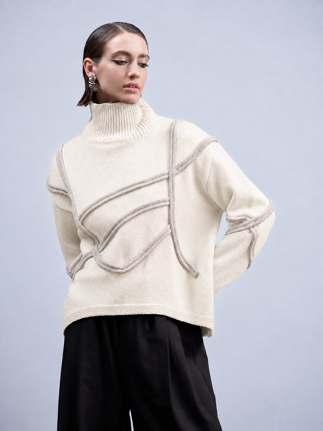 Haako - Off White Cable Design Knit