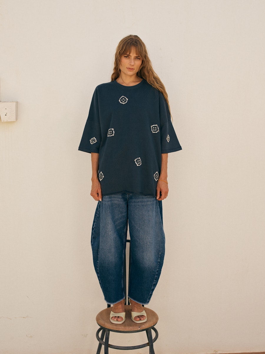 Heyanno - Trooper Blue Jean - Wide Leg Jean - Diamonds And Pearls
