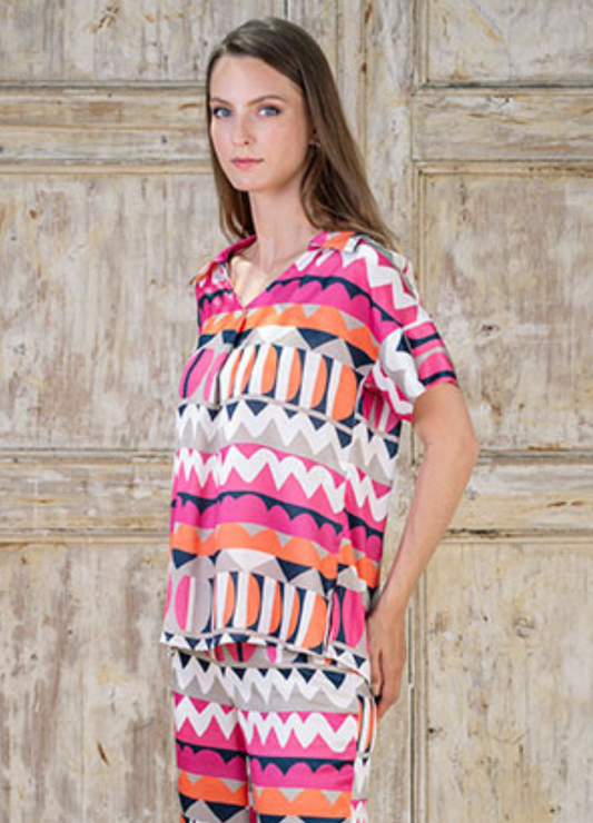 Hongo - Abstract Print Blouse