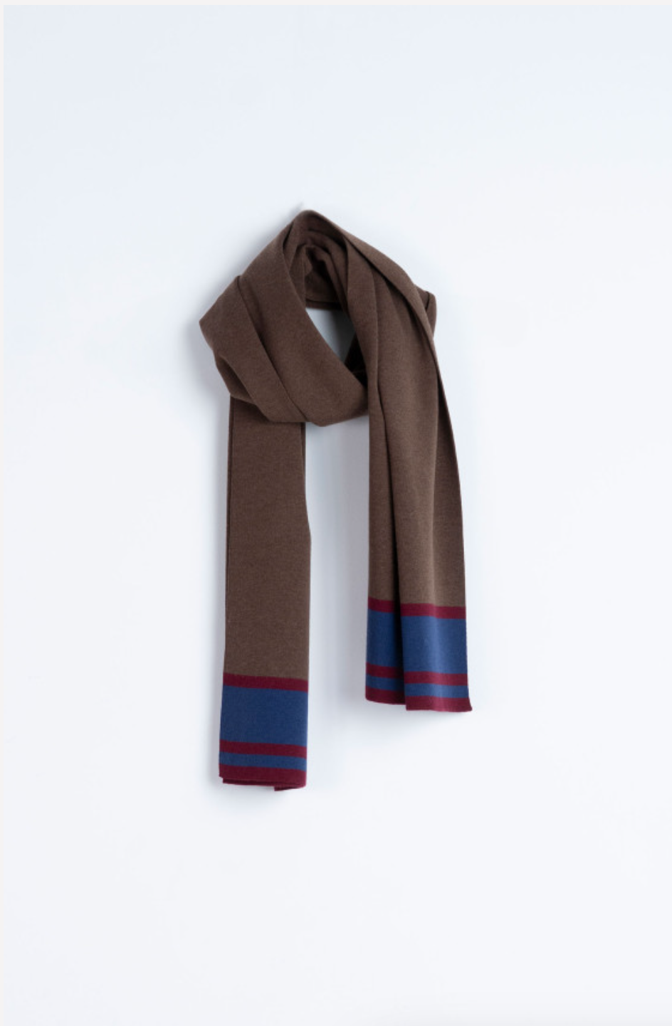 Hongo - Brown Scarf with Contrast Stripes