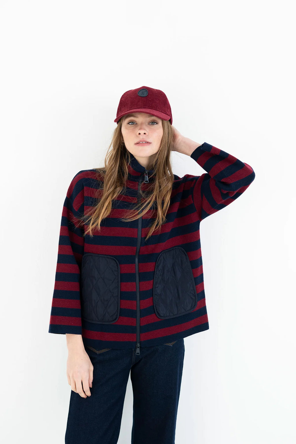 Hongo - Burgundy Stripe Zip