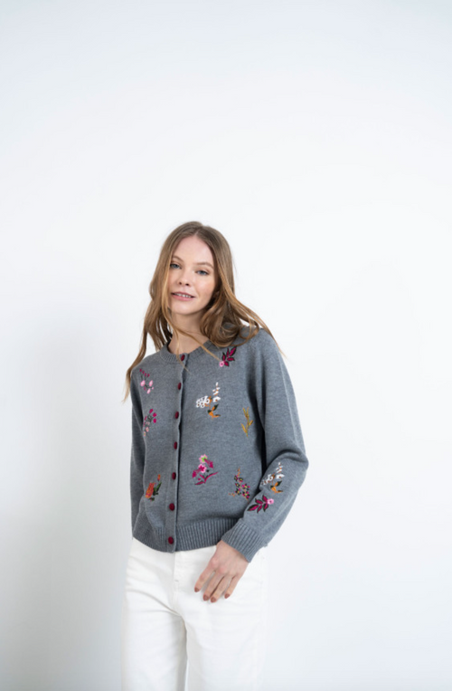 Hongo - Embroidered Floral Cardigan