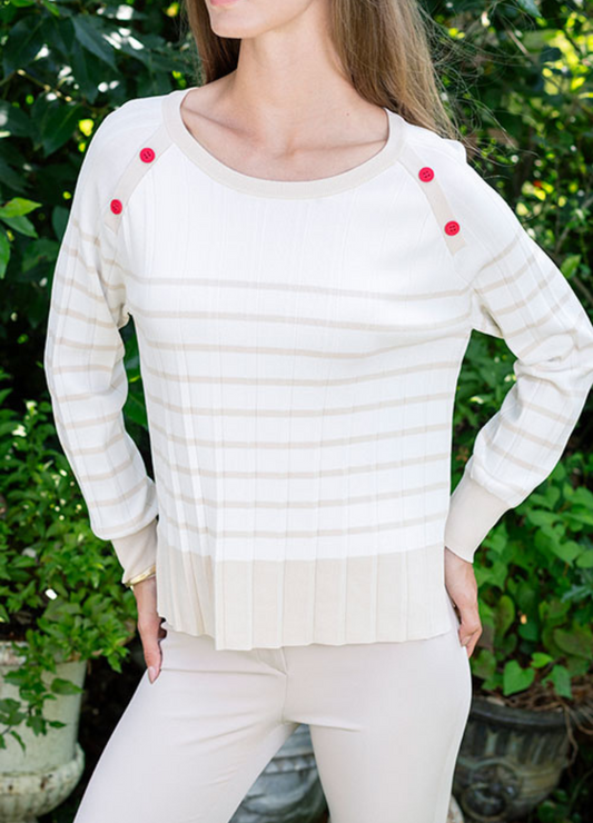 Hongo - Neutral Stripe Sweater