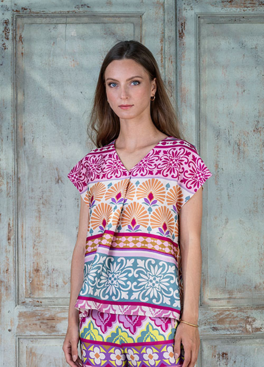 Hongo - Pink Floral Blouse