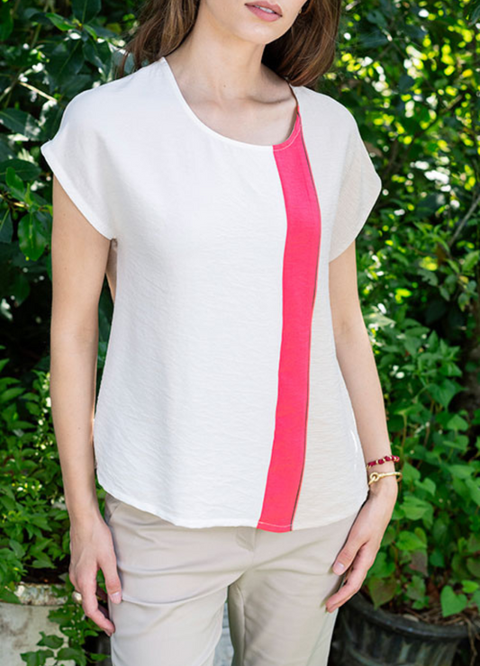 Hongo - Pink Stripe Line Blouse