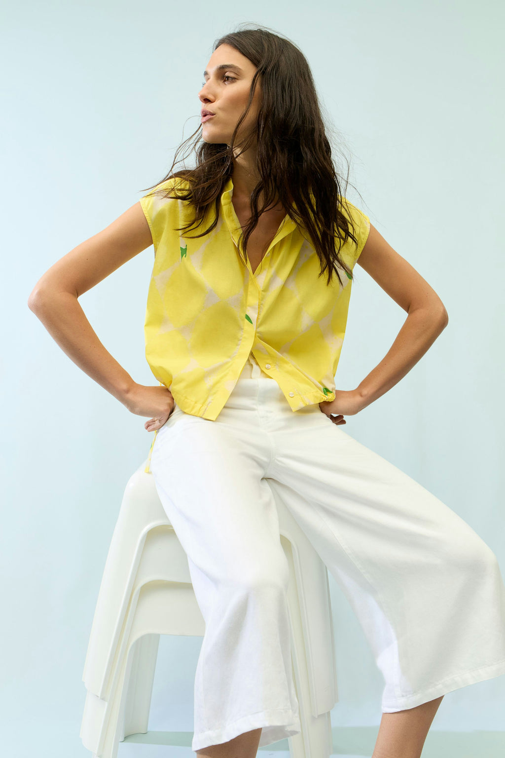 Oui - Yellow Stone Tank Blouse