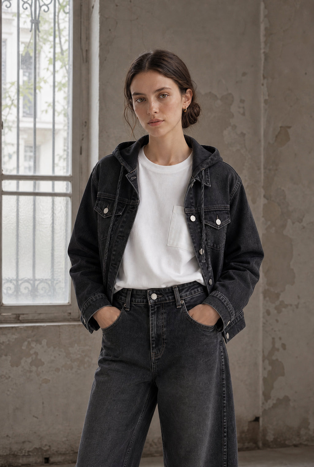 Jane Lushka - Faded Denim Black Hood