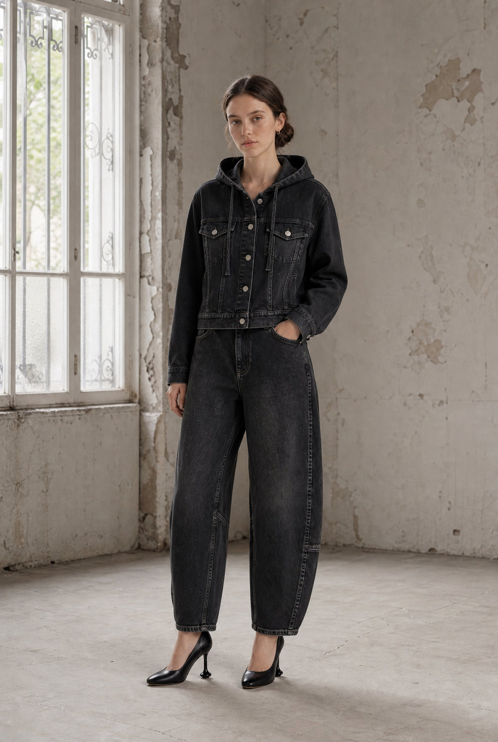 Jane Lushka - Faded Denim Black Hood