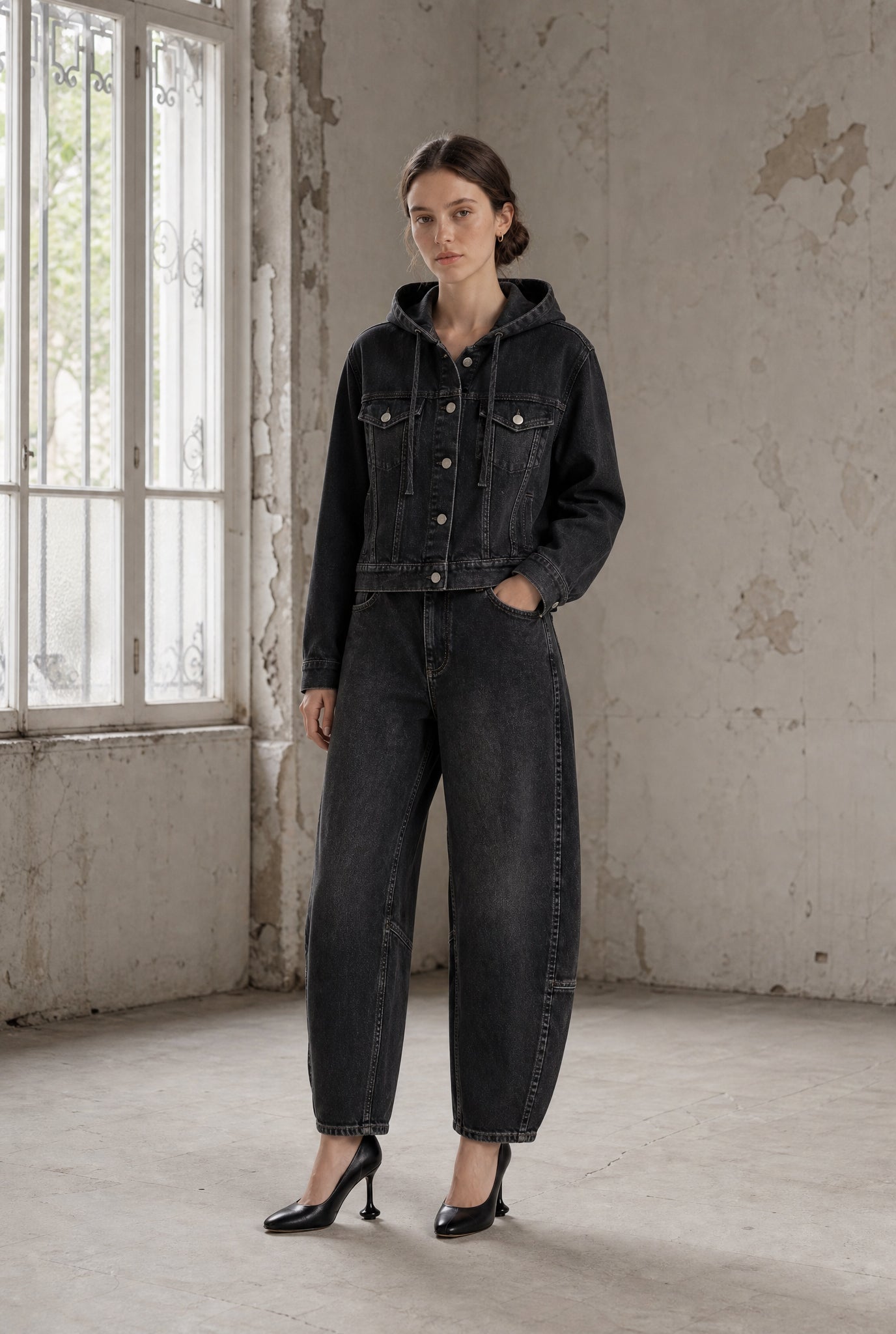 Jane Lushka - Faded Denim Black Hood