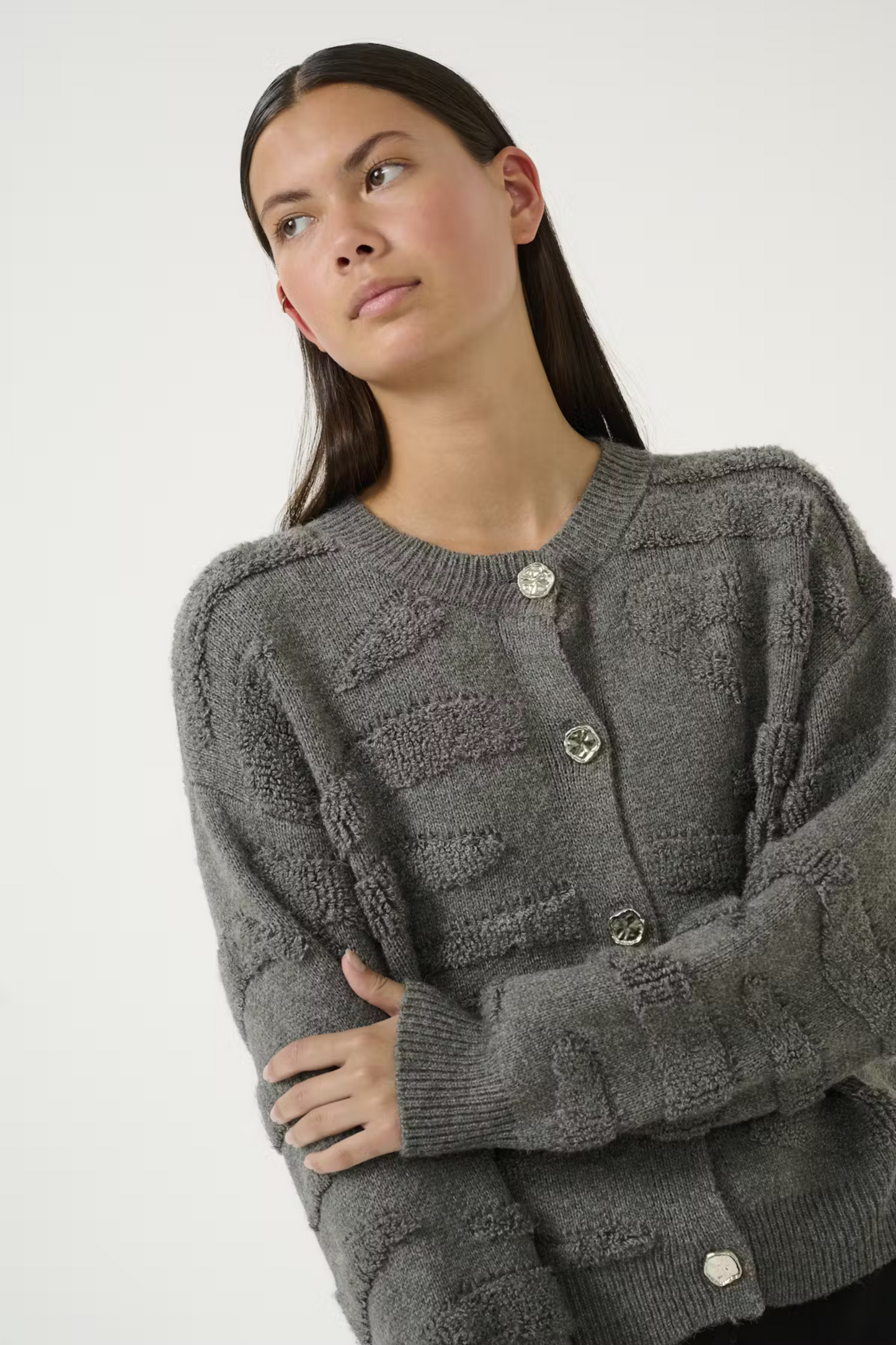 Karen By Simonsen - Rosanne Grey Knitted Cardigan