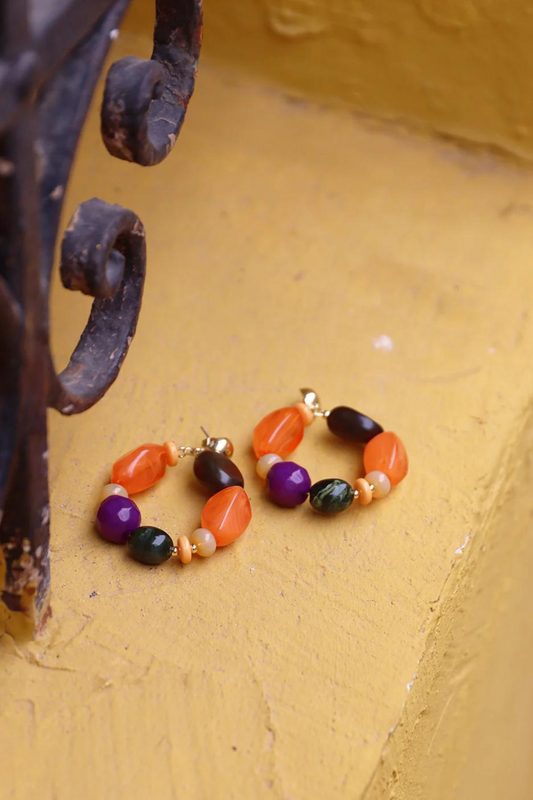 La Fee Maraboutee - Multicolored pearl hoop earrings