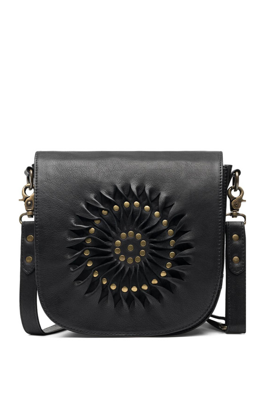Leather Crossbody Bag with Beautiful Handmade Pattern